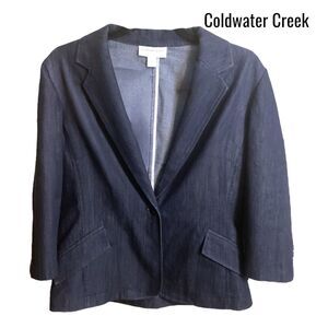 Coldwater Creek Jacket Blazer Women’s Size 10 Denim Long Sleeve Light Weight